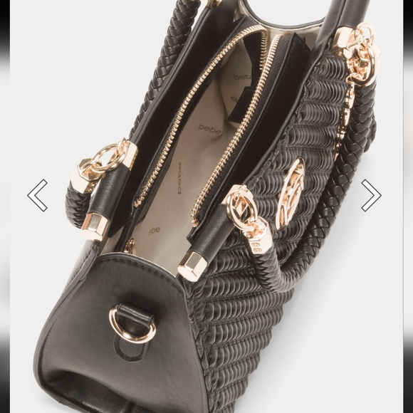 NWoT BEBE Black Satchel Crossbody Convertible Gold Black Satchel Adjustable - Picture 15 of 15